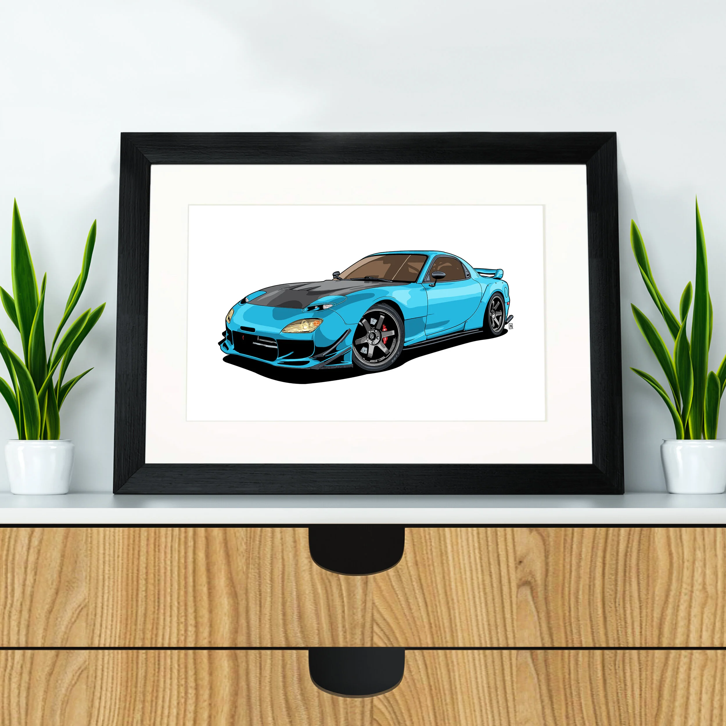 Mazda RX7 open edition sports car artwork print - Different Sizes